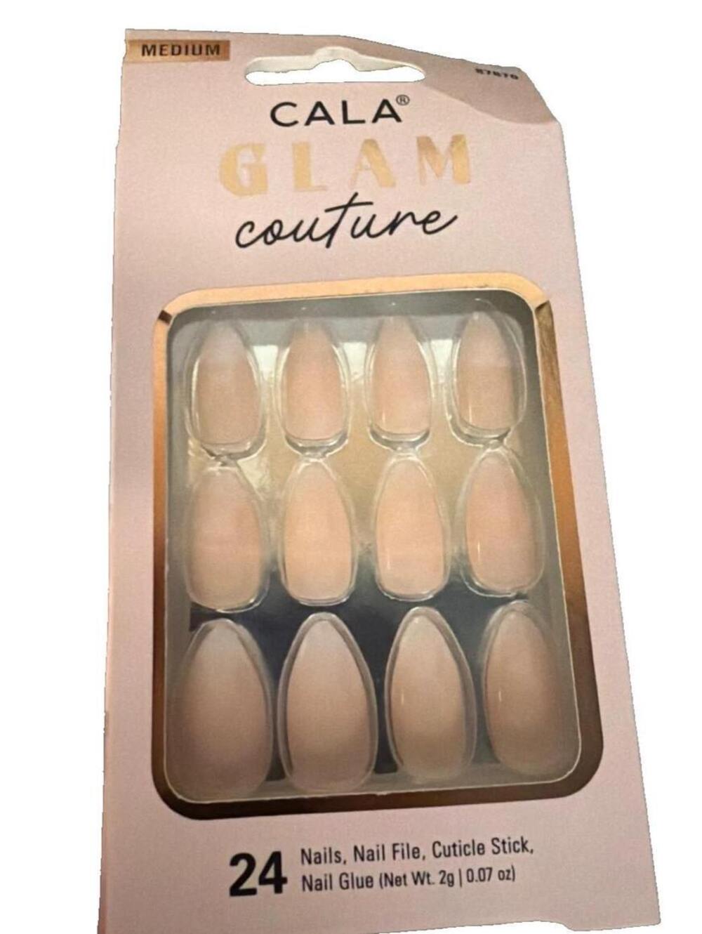 CALA Glam Couture Press On Nails Medium Nude Almond 24pc Nail Kit New - Picture 1 of 2